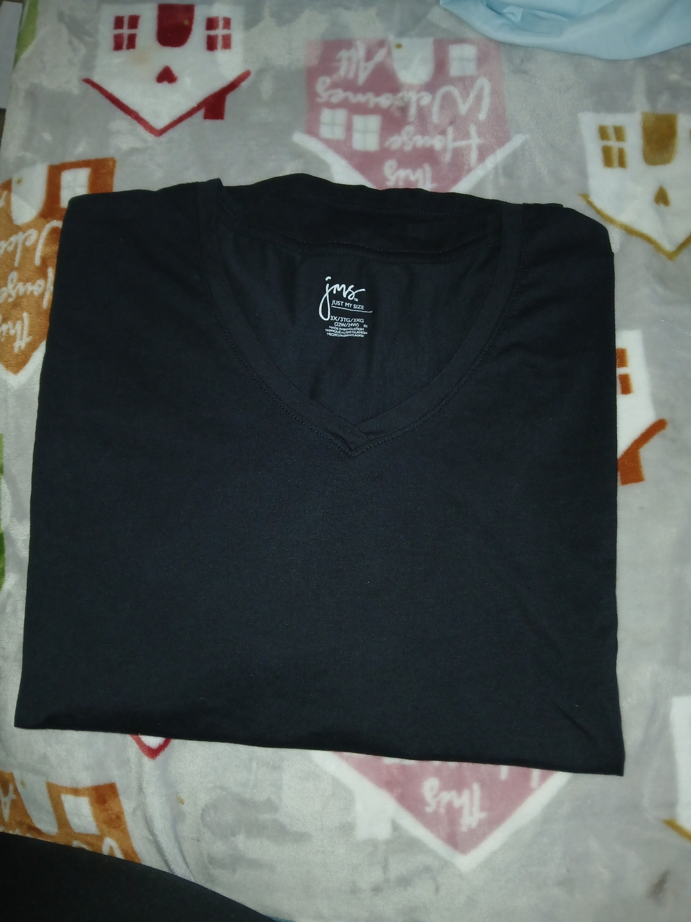 Just My Size Black V‑Neck Short Sleeve Tee